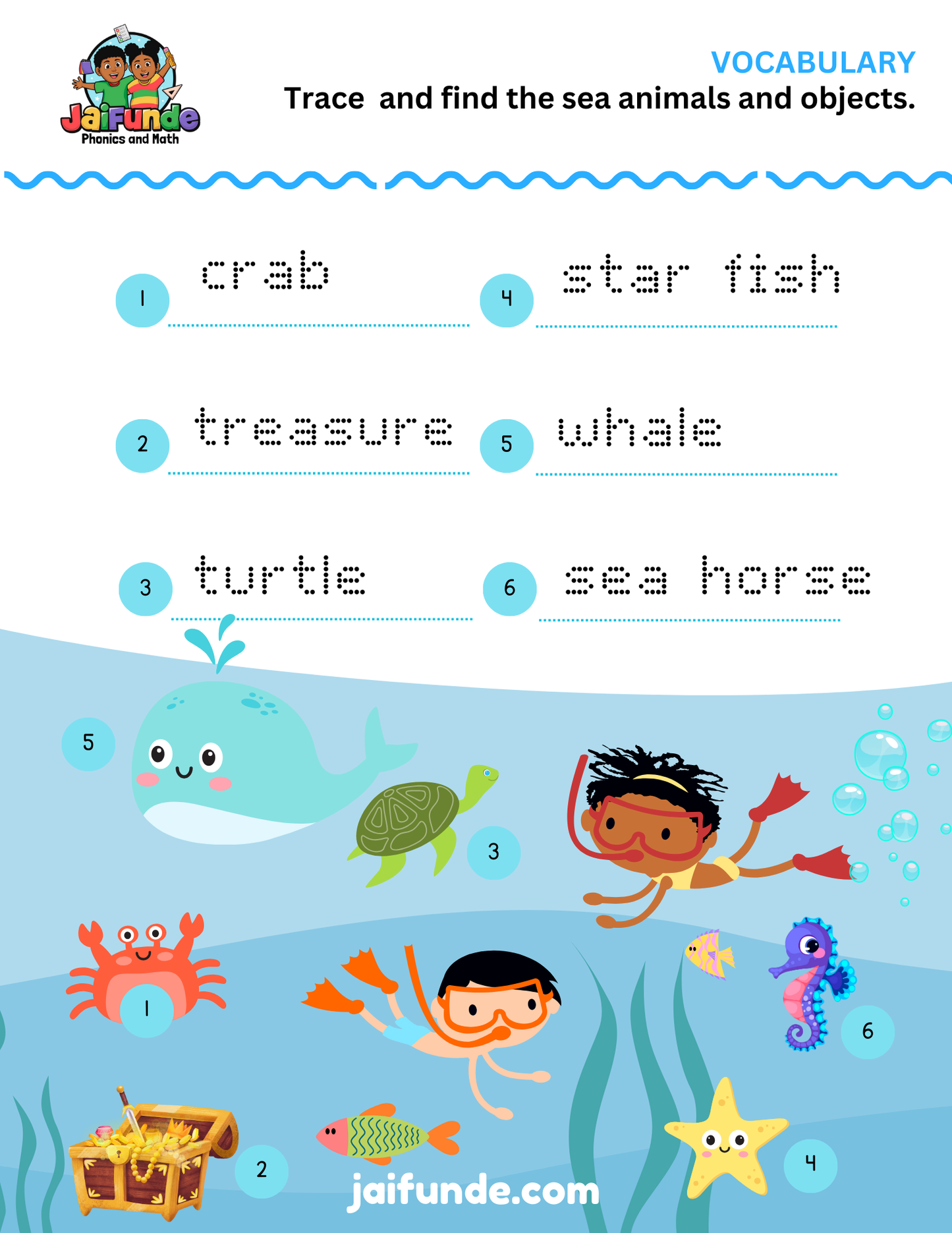 Super Swimming Kids Reading Skills Adventure, 15+ Pages of Fun