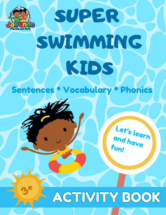 Super Swimming Kids Reading Skills Adventure, 15+ Pages of Fun